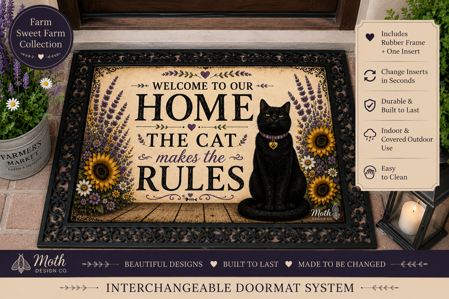 Welcome - The Cat Makes The Rules Doormat & Insert Set