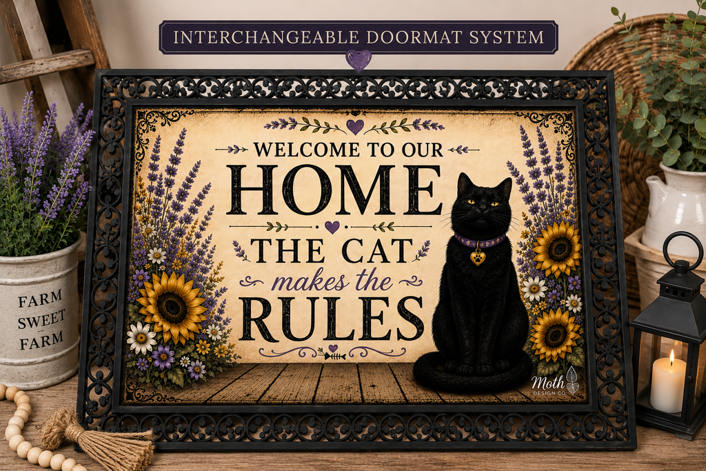 Welcome - The Cat Makes The Rules Doormat & Insert Set