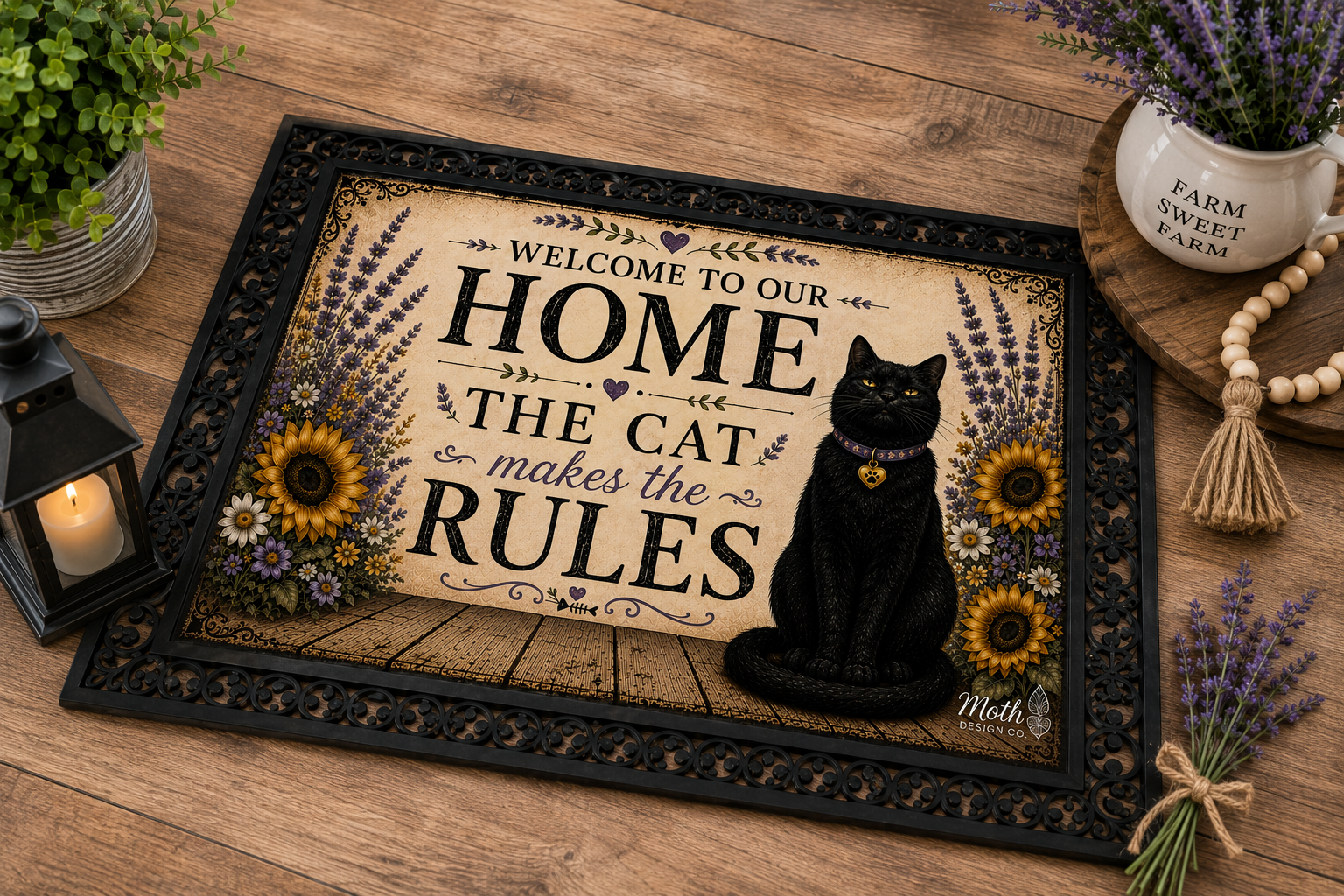 Welcome - The Cat Makes The Rules Doormat & Insert Set